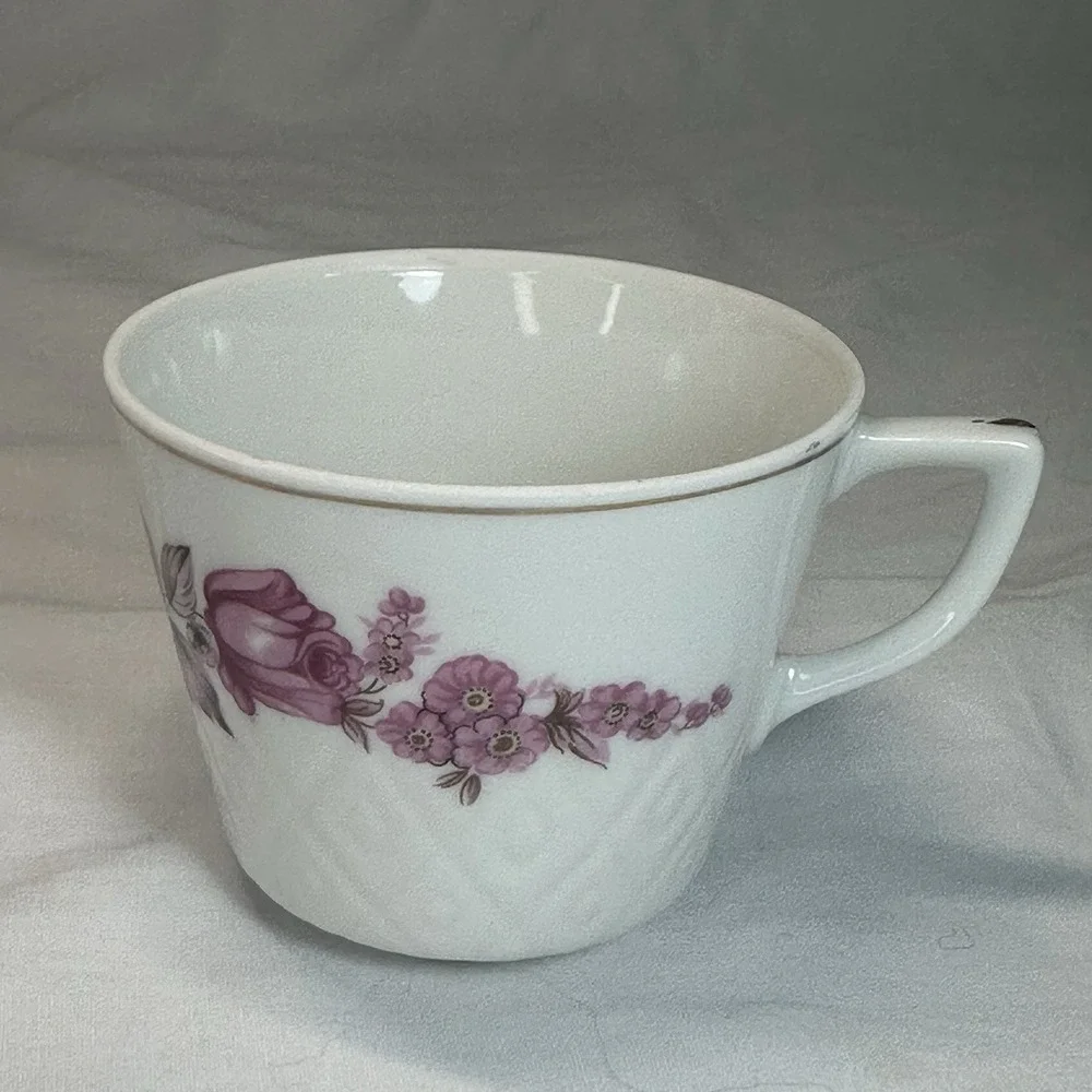 Pink Rose Tea Cup & Saucer Set Embossed Lattice Made in‎ Japan Grandmillennial